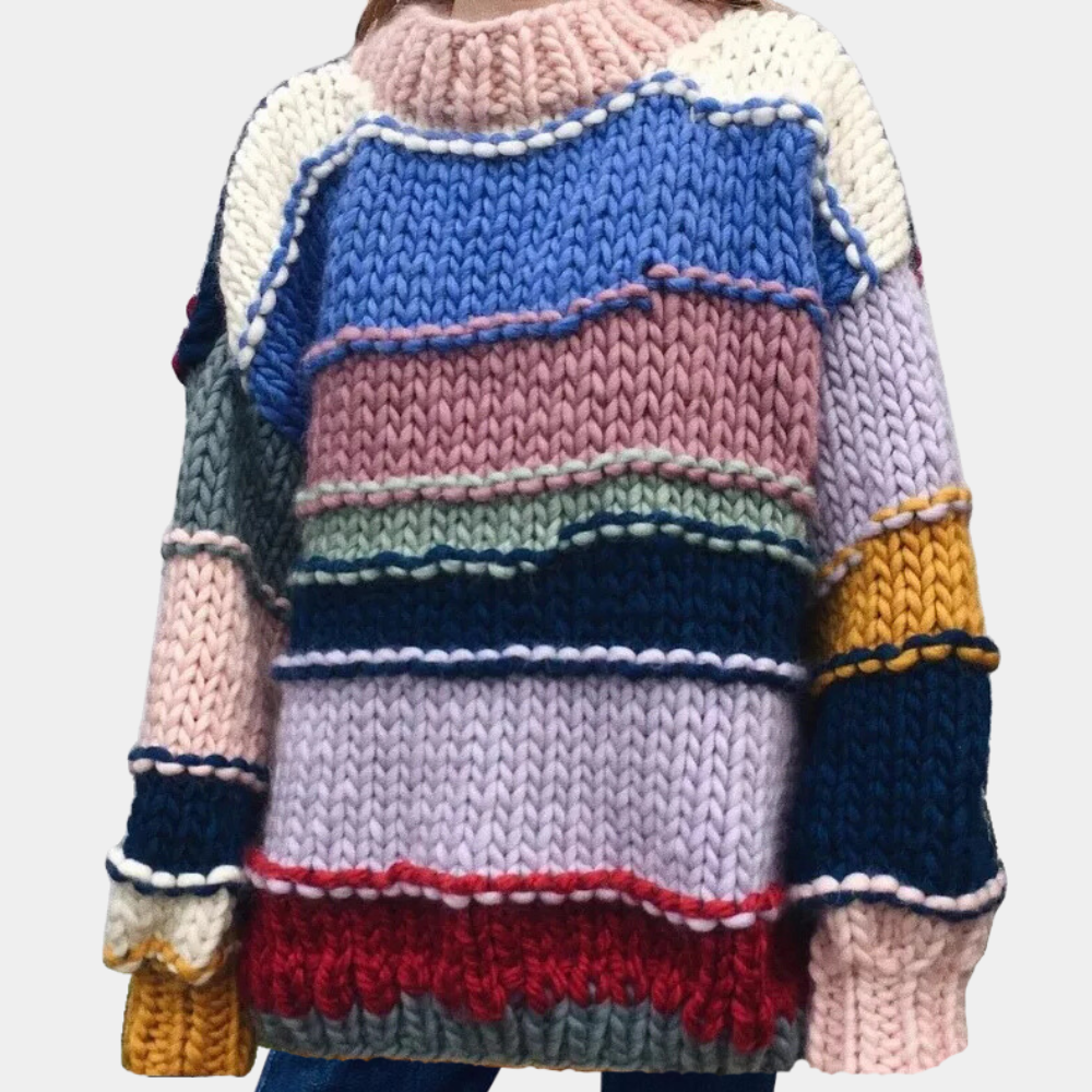 TEIA - Modischer mehrfarbiger Strickpullover für Frauen