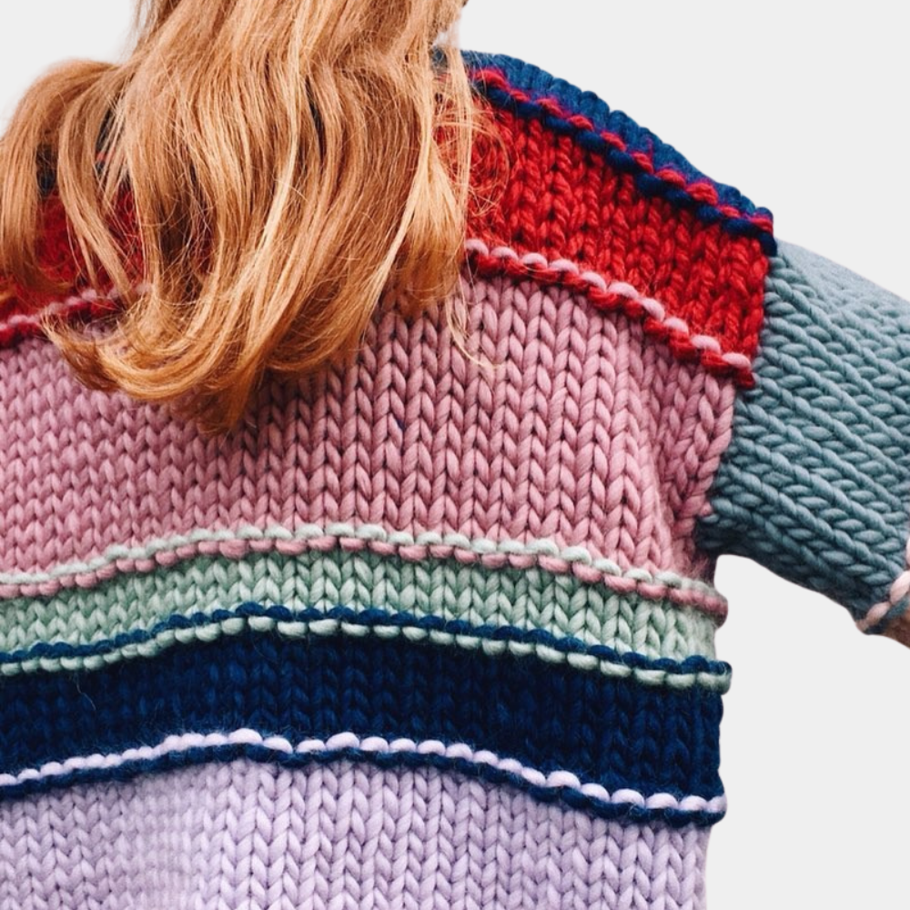 TEIA - Modischer mehrfarbiger Strickpullover für Frauen